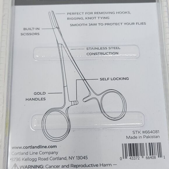 Cortland Gold Handled Forceps Stainless Steel Scissor Quick Release Fishing Tool - Picture 6 of 7